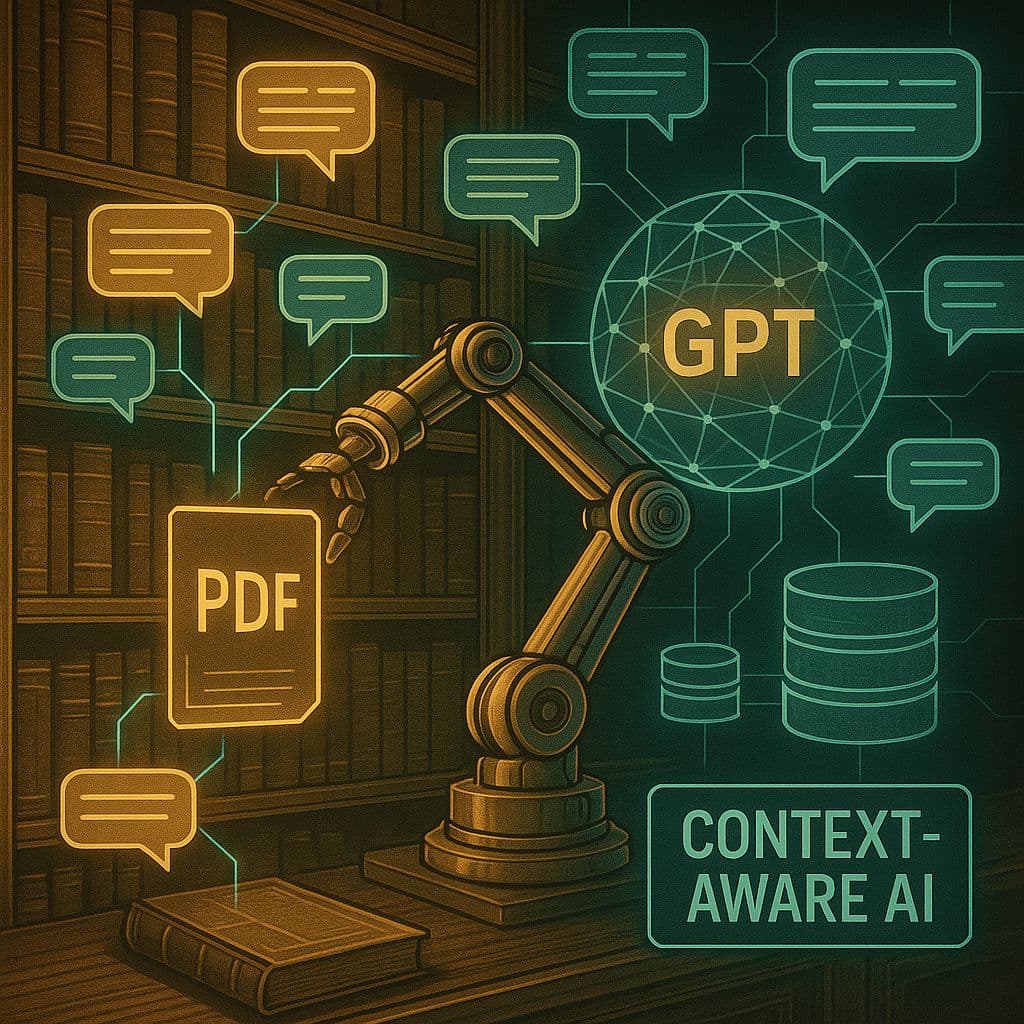 AI PDF Processing in Futuristic Library